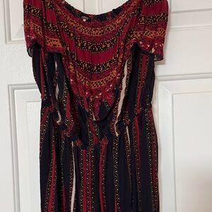 Free People Black and Red Wide Leg Jumpsuit